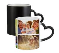 Getagift Personalised with Your Photo/Multi Photo Collage Mug, Ceramic Heart Handle Colour Changing Magic Mug, Memorable Gift for Family, Friends, Birthday, Anniversary. (5 Photo)