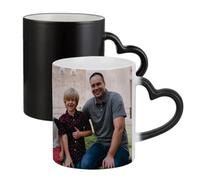 Getagift Personalised with Your Photo/Multi Photo Collage Mug, Ceramic Heart Handle Colour Changing Magic Mug, Memorable Gift for Family, Friends, Birthday, Anniversary. (1 Photo)