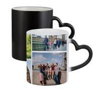 Getagift Personalised with Your Photo/Multi Photo Collage Mug, Ceramic Heart Handle Colour Changing Magic Mug, Memorable Gift for Family, Friends, Birthday, Anniversary. (6 Photo)
