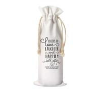 Getagift Personalized Wedding Wine Bottle Gift Bag - Cheers to Love, Laughter, and Happily Ever After, Wine Bottle Bag Gift, Reusable, Natural, Drawstring Closure.