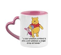 Getagift Piglet and The Pooh Quote Birthday Secret Santa Chritmas Unique Ceramic Heart Handle Mug. (Pink)
