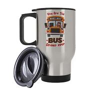 Getagift School Bus Driver Gift, You are The Beary Best Bus Driver Ever, Appreciation Gift, Silver, White Insulated 14oz Travel Mug, Tea, Coffee Mug. (Silver)