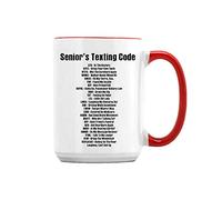 Getagift Senior Citizen Gift Olders Texting Code Fathers Day/Mothers Day Gift for Grandparent Secret Santa Birthday Coffee/Tea/Cocoa, Novelty Cup, Unique 15oz Ceramic Mug. (Red Inside)