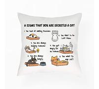 Getagift Six Signs That You Are Secretly a Cat, Humorous Gift for Men, Women, Cat Lovers, Cat Owner, Crazy cat Lady Present, Home Décor, Satin Throw Pillow/Cushion. (Satin Cushion Cover With Insert)