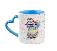 Getagift Sloth Beautiful Water Colour Painting Rainbow Art Birthday, Christmas, Secret Santa Coffee Tea Cocoa Soup Daily use Mug Ceramic Heart Handle Coffee Mug. (Blue)