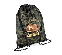 Getagift Sloth Design Bag, Personalised Bag, Custom With your Name, Animal Lover, Birthday, Christmas, Gift For Men-Women Drawstring Bag, PE Gym Kit Swimming, Sport Rucksack. (Jungle Camo)