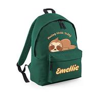 Getagift Sloth Design Bag, Personalised Bag, Customised Bag, Animal Lover, Birthday, Christmas, Gift For Boy-Girl Fashion Backpack for Nursery, Bookbags, Rucksack Shoulder Bag. (Bottle Green)