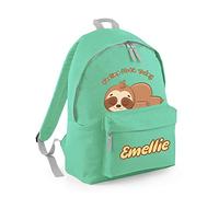 Getagift Sloth Design Bag, Personalised Bag, Customised Bag, Animal Lover, Birthday, Christmas, Gift For Boy-Girl Fashion Backpack for Nursery, Bookbags, Rucksack Shoulder Bag. (Mint Light Grey)