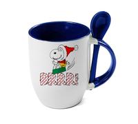 Getagift Snoopy BRR!, Christmas Snoopy with Santa Cap, Spoon Coffee, Tea Mug. (Blue)