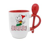 Getagift Snoopy BRR!, Christmas Snoopy with Santa Cap, Spoon Coffee, Tea Mug. (Red)