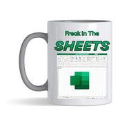 Getagift Spreadsheet Mug - 'Freak in The Sheets' - Gift for Friends, Colleague Work Office Coffee & Tea Lovers 11oz Ceramic Mug (Grey)