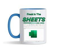Getagift Spreadsheet Mug - 'Freak in The Sheets' - Gift for Friends, Colleague Work Office Coffee & Tea Lovers 11oz Ceramic Mug (Blue)