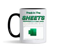 Getagift Spreadsheet Mug - 'Freak in The Sheets' - Gift for Friends, Colleague Work Office Coffee & Tea Lovers 11oz Ceramic Mug (Black)