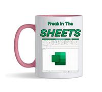Getagift Spreadsheet Mug - 'Freak in The Sheets' - Gift for Friends, Colleague Work Office Coffee & Tea Lovers 11oz Ceramic Mug (Pink)