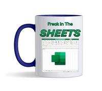 Getagift Spreadsheet Mug - 'Freak in The Sheets' - Gift for Friends, Colleague Work Office Coffee & Tea Lovers 11oz Ceramic Mug (Navy Blue)