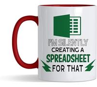 Getagift Spreadsheet Mug - 'I'm Silently Creating A Spreadsheet for That' Badass Accountant- Gift for Friends, Colleague Work Office Coffee & Tea Lovers 11oz Ceramic Mug (Red)