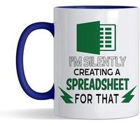 Getagift Spreadsheet Mug - 'I'm Silently Creating A Spreadsheet for That' Badass Accountant- Gift for Friends, Colleague Work Office Coffee & Tea Lovers 11oz Ceramic Mug (Navy Blue)