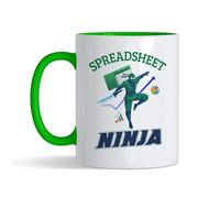 Getagift Spreadsheet Ninja Data Master, Accountant Humour, Chartered Accountant, Spreadsheet, Data Analyst Gift, 11 oz Inside Coloured Ceramic Coffee Mug. (Green)