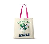 Getagift Spreadsheet Ninja Data Master, Accountant Humour, Chartered Accountant, Spreadsheet, Data Analyst Gift, Reusable Shopping Bag, Tote Bag. (Fuchsia Handle)
