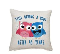 Getagift Still Having A Hoot Wedding Anniversary, Valentine’s Day Themed Funny Linen Couple Cushion Cover, Throw Pillow Cover Set. (45 Years)