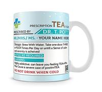 Getagift Tea Prescription Mug Personalised Name Birthday Party gage Keepsake C Handle Unique Ceramic Cup Mug.