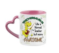 Getagift Teachersaurus Like Normal Teacher But More Awesome, Teacher Nutrition Facts, Heart Handle Coffee, Tea Mug. (Pink)