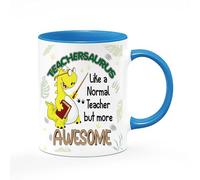 Getagift Teachersaurus Like Normal Teacher But More Awesome, Teacher Nutrition Facts, Inside Coloured Coffee, Tea Mug. (Blue)