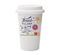 Getagift Thank You for Helping Me Grow, Thanksgiving Gift, Wall Eco Insulated White Ceramic Travel Mug, with White Lid.