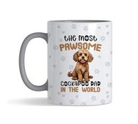 Getagift The Most Paw-Some Cockapoo Dad - Gift for Dog Father, 11 oz Inside Coloured Ceramic Coffee Mug. (Grey)