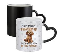 Getagift The Most Paw-Some Cockapoo Dad - Gift for Dog Father, 11oz Colour Changing Ceramic Coffee Cup, Magic Mug. (Heart Shaped Handle)