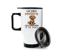 Getagift The Most Paw-Some Cockapoo Mom - Gift for Dog Mom, Insulated 14oz Travel Mug, Tea, Coffee Mug. (White)