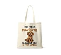 Getagift The Most Paw-some Cockapoo Mom - Gift for Dog Mom, Reusable Bag, Shopping Bag, Tote Bag. (Natural)