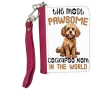 Getagift The Most Paw-Some Cockapoo Mom - Gift for Dog Mom, Women's Small Leather Zip-Around Wallet, Girl Purse, Credit Card Slots, Coin Purse, Pink.