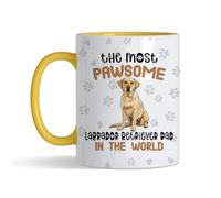 Getagift The Most Pawsome Labrador Retriever Dad in The World | Gift for Pet Lovers, Dog Owners, Dog Dad, 11 oz Inside Coloured Ceramic Coffee Mug. (Yellow)