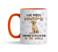 Getagift The Most Pawsome Labrador Retriever Dad in The World | Gift for Pet Lovers, Dog Owners, Dog Dad, 11 oz Inside Coloured Ceramic Coffee Mug. (Orange)