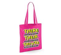 Getagift There, Their, They're, English Grammar Teacher Gift, Reusable Bag, Shopping Bag, Tote Bag. (Fuchsia)