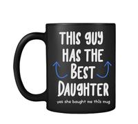 Getagift This Guy Has The Best Daughter Mug, Fathers Day Gift from Daughter, Black Satin Cup/Mug.