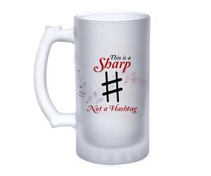 Getagift This is A Sharp Not A Hashtag Music Gift, Music Teacher Gift, 16oz Frosted, Tankard, Stein, Pint Beer Glass/Mug.