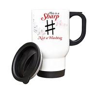 Getagift This Is A Sharp Not A Hashtag Music Gift, Music Teacher Gift, Insulated 14oz Travel Mug, Tea, Coffee Mug. (White)