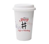 Getagift This is A Sharp Not A Hashtag Music Gift, Music Teacher Gift, Wall Eco Insulated White Ceramic Travel Mug, with White Lid.