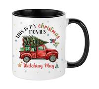 Getagift This is My Christmas Movie Watching Mug, with red Christmas Truck/Christmas Tree, Inside Coloured Coffee, Tea Mug. (Black)