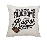 Getagift This Is What An Awesome Rugby Player Looks Like, Sports Player Birthday Christmas Home Décor, Linen Throw Pillow/Cushion. (Linen Cushion Cover With Insert)