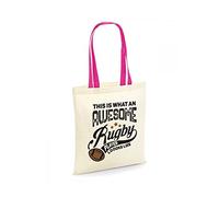 Getagift This Is What An Awesome Rugby Player Looks Like, Sports Player Birthday Christmas Reusable Bag, Shopping Bag, Tote Bag. (Fuchsia Handle)