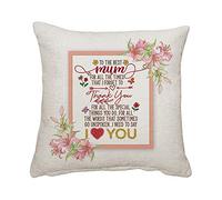 Getagift To the best mum for all the times I love you Mother’s Day Thanks Giving Cushion for Bedroom/Sofa Car Cotton/Linen Cushion, Throw Pillow Cushion Birthday, (Linen Cover)