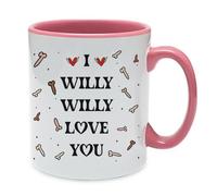 Getagift Valentine's Day Gift, I Willy Love You, Cheeky Rude Design, Inside Coloured Coffee, Tea Mug. (Pink)
