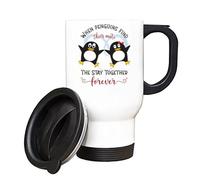 Getagift Valentine's Day Gift, When Penguins Find Their Mate Gift, Anniversary, Wedding Gifts, Insulated 14oz Travel Mug, Tea, Coffee Mug. (White)