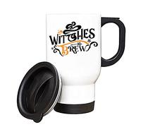 Getagift Witches Brew Silver/White Insulated Travel Tea/Coffee Mug. (White)