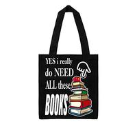 Getagift Yes I Really Do Need All These Books Book Lover Bookish Gifts Librarian Gift Bookworm Birthday/Humorous gift Tote Bag-Cotton Shopping Bag. (Full Black)