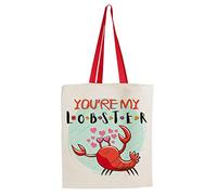 Getagift You Are My Lobster Themed Funny Tote Bag-Cotton Shopping Bag - Gift For Christmas. (Red Handle)