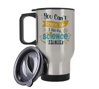 Getagift You Can't Scare Me I Am a Science Teacher, Insulated 14oz Travel Mug, Tea, Coffee Mug. (Silver)